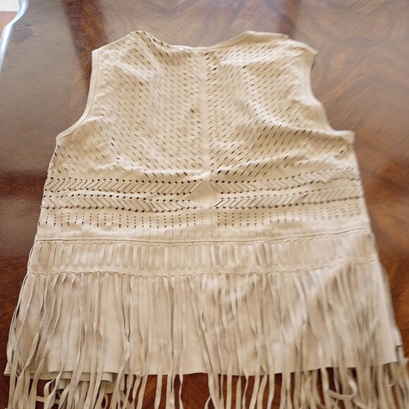 WOMENS ELIE TAHARI 100% LAMB SUEDE FRINGED VEST SIZE S - Picture 5 of 6